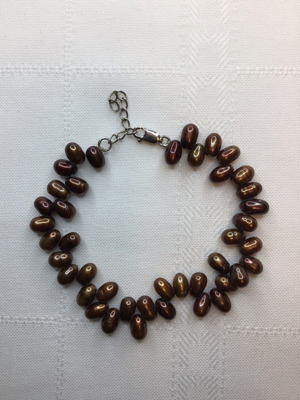 Brown Rice Pearl Bracelet 925 Sterling Clasp 7” with 1” Extender